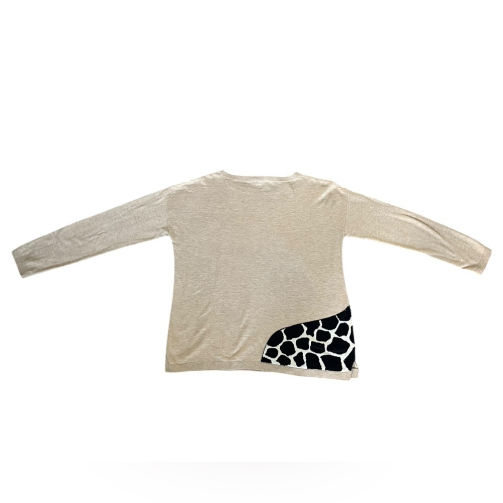 Giraffe Safari Knit  Sweater Petite M Classic Animal Print Indie Fall Chic - Picture 3 of 6